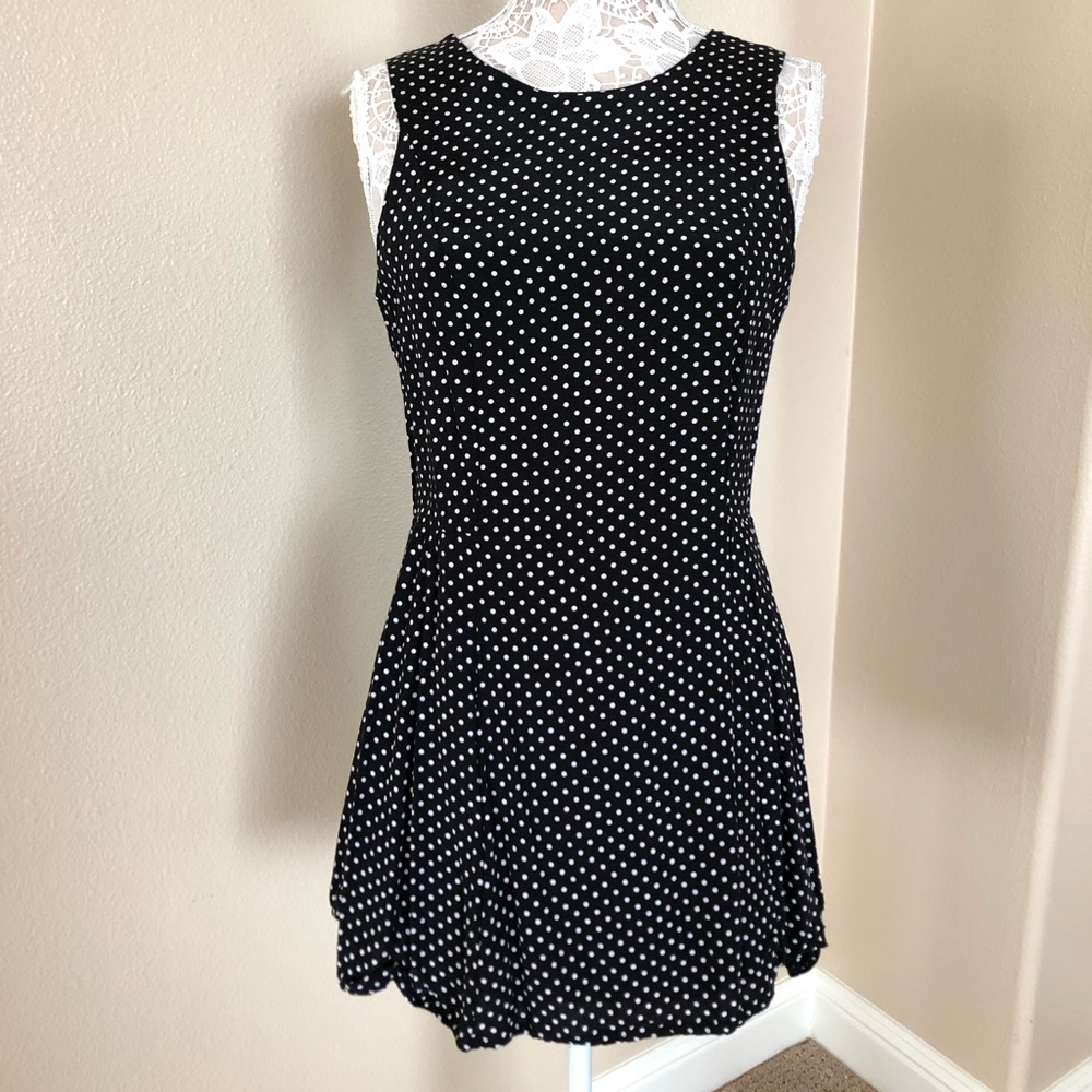 Polkadot Printed Sleeveless Mini Sun Dress L